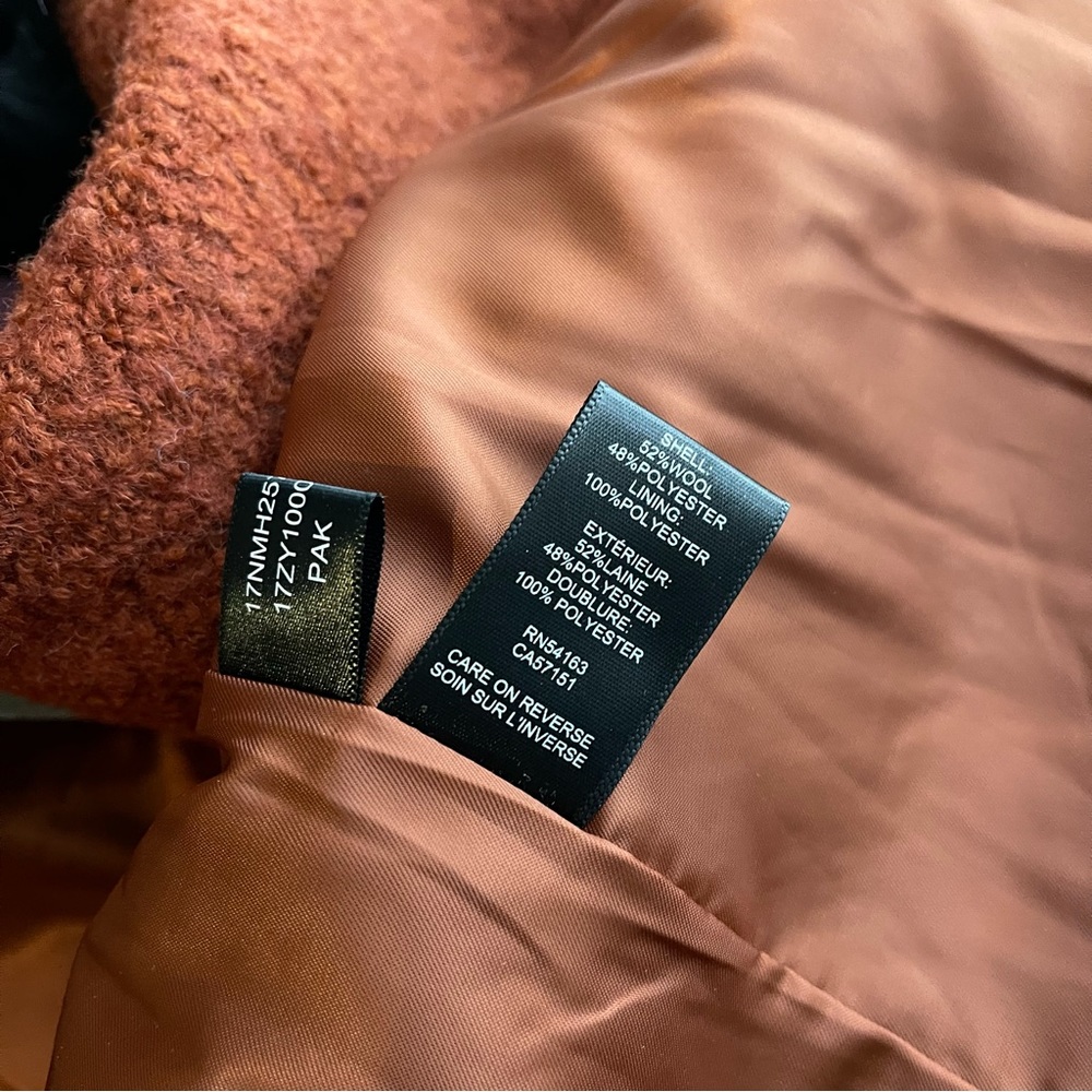 Kenneth Cole Womens Coat Size Medium Wool Blend Burnt Orange - Picture 6 of 7